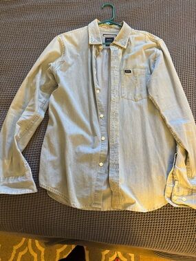 RVCA Light Blue Denim-Style Button Down Shirt - Chest Pocket